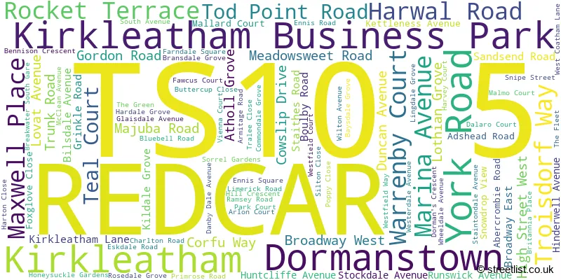 A word cloud for the TS10 5 postcode